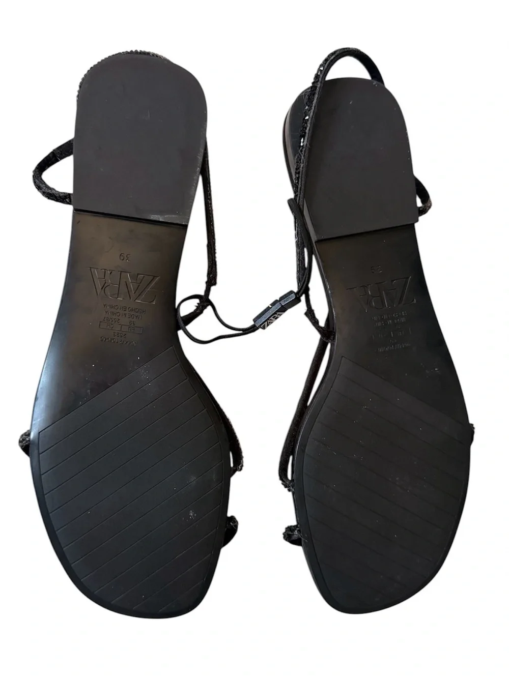 Zara Black Minimal Strappy Slingback Sandals - Picture 3 of 3